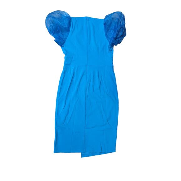 NWT NY&C Mesh Puff Sleeve Faux Wrap Sheath Dress Size M - Picture 8 of 11